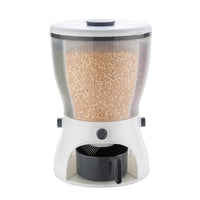 Assortment of grains and cereals neatly stored within the multi-compartment rice dispenser.