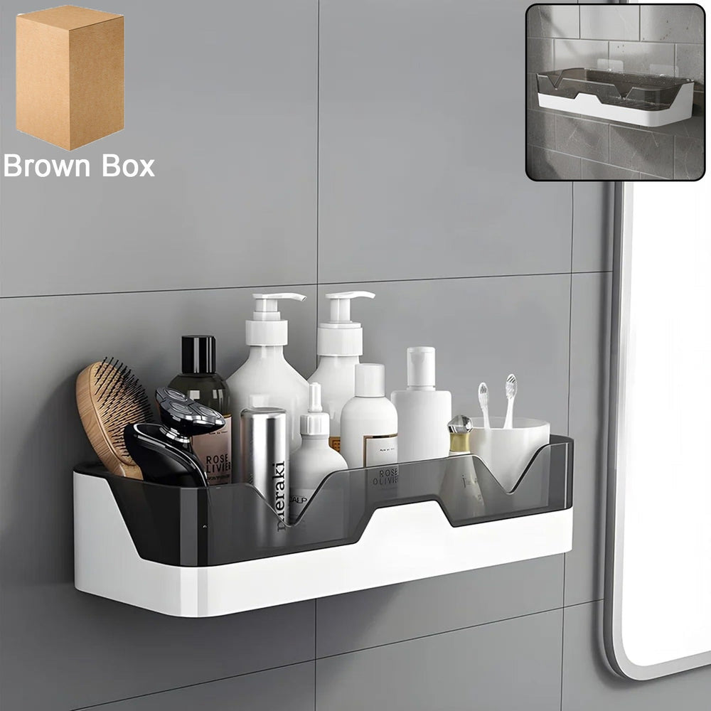 Adhesive Plastic Storage Shelf Kitchen Storage Organizer Solution