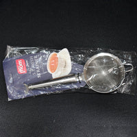 Kitchen strainer hanging on hook, made of stainless steel mesh
