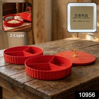 Multipurpose snack serving tray with multiple compartments and lid