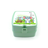 Top-down view of the blue Double Layer Lunch Box with its lid closed and secure push locks.