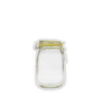 Airtight plastic snack bag, 150ml, standing upright and ready for use.