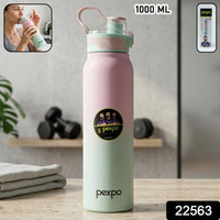 Flip top lid of water bottle with carry handle for easy drinking