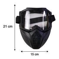 Size guide diagram for bike goggle face mask