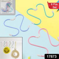 The VoltDesk 6-piece S hooks set displayed in its packaging, ready for home organisation.