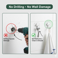 Plastic Self Adhesive Wall Hooks - Heavy Duty 15KG Capacity - product image