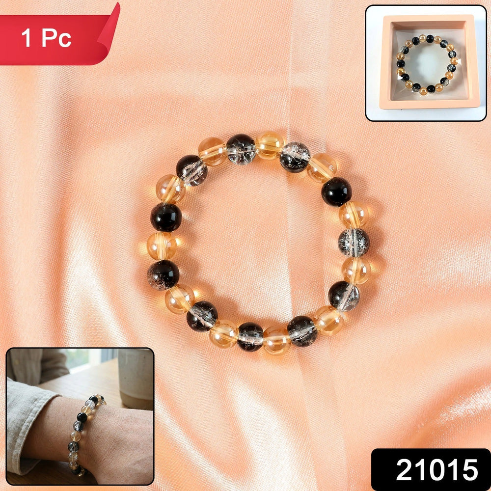 Dual-Tone Crystal Beaded Stretch Bracelet Home Organization Storage Solution