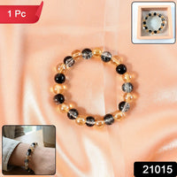 Dual-Tone Crystal Beaded Stretch Bracelet Home Organization Storage Solution