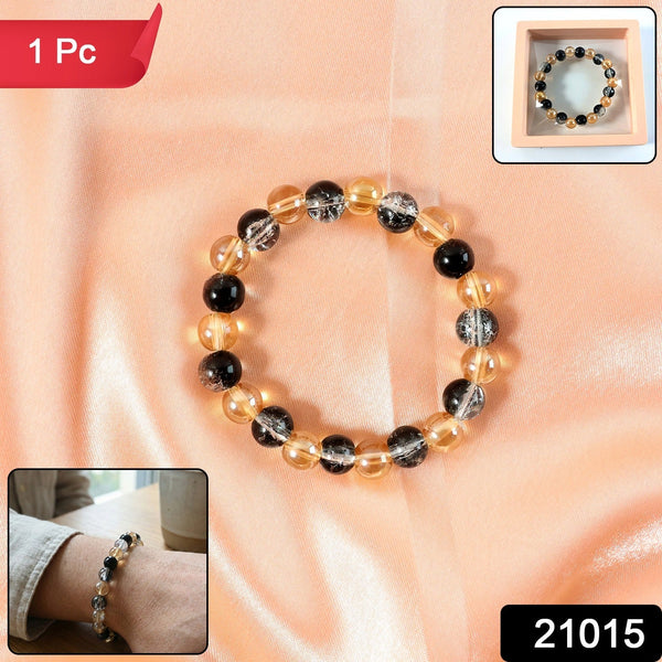 Dual-Tone Crystal Beaded Stretch Bracelet – Elegant & Comfortable