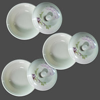 Premium 32-piece plastic dinnerware set arranged on a table.