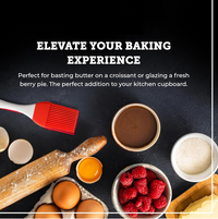 Close-up view of the flexible, heat-resistant silicone spatula head for baking.