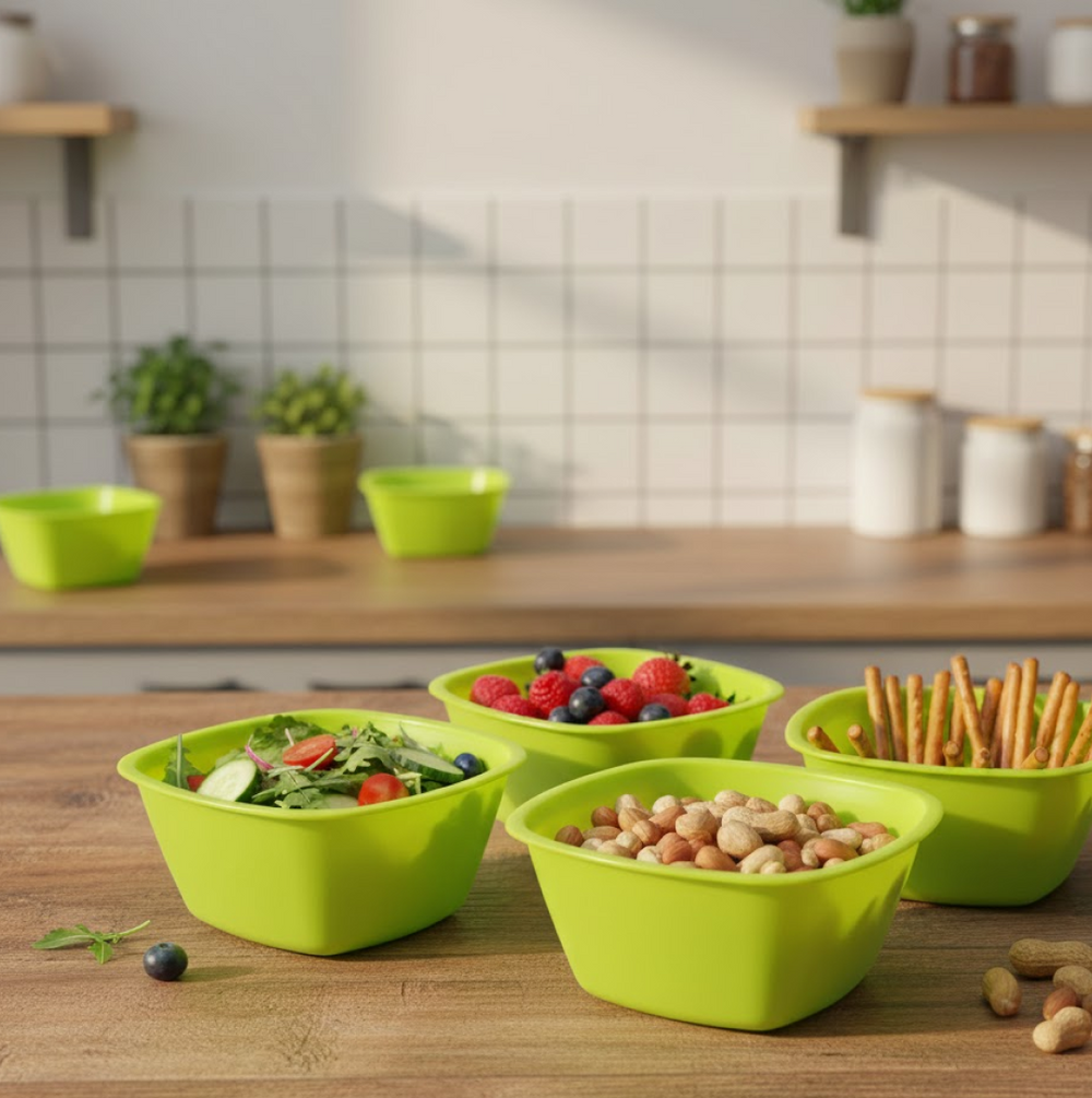 Square Plastic Bowl Set Kitchen Storage Organizer Solution