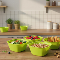 Square Plastic Bowl Set Kitchen Storage Organizer Solution