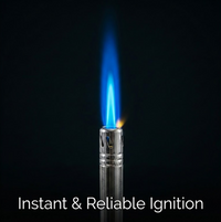 Front view of the ChefArmor stainless steel gas lighter with ergonomic handle.