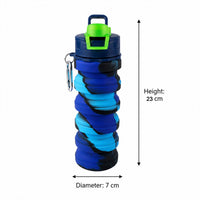 Travel-friendly collapsible silicone water bottle with white background
