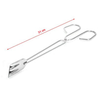 Side view of the sturdy 31cm BBQ tongs, highlighting their robust construction.