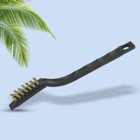 Ergonomic handle of a mini wire brush, showing comfortable grip and hanging hole.