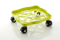 Corner view of the plastic gas cylinder trolley, highlighting its compact design.