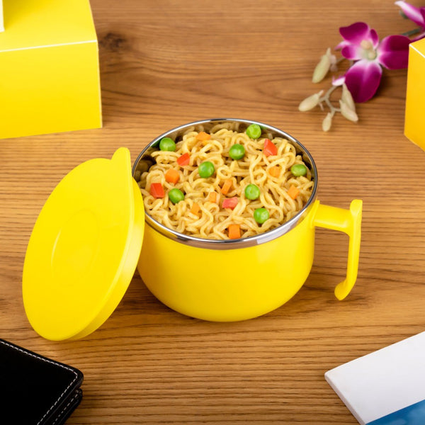 Maggie Bowl with Lid & Handle – Double-Layer Steel for Hot Meals | Jiaqi