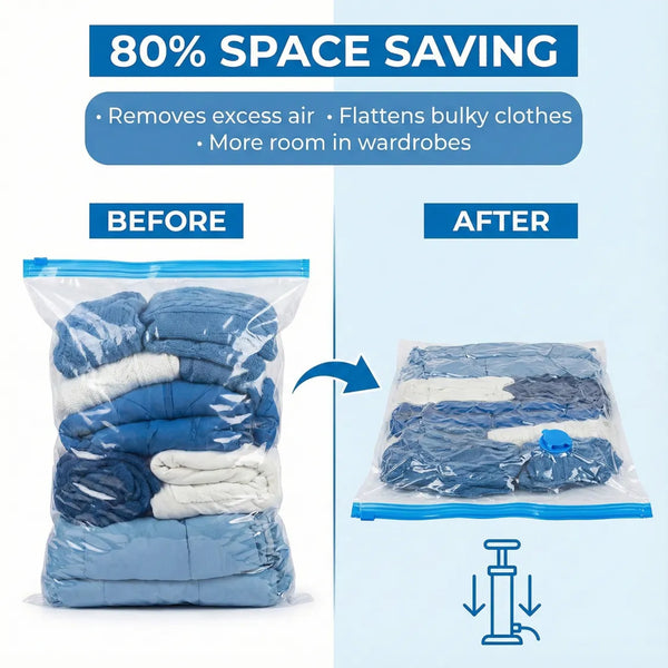 Vacuum Storage Bags with Suction Pump Kitchen Storage Organizer Solution