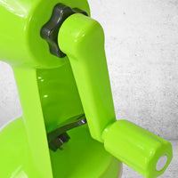 Multi-functional vegetable grater with a rotary handle for easy use.