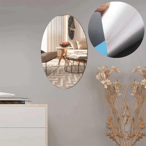Oval Mirror Wall Sticker Home Organization Storage Solution