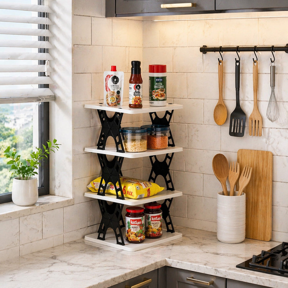 Multipurpose Foldable 4 Layer Storage Rack Ð Space Saving Or Kitchen Storage