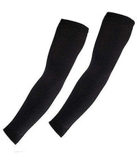 Close-up of the black arm sleeve fabric texture, showing breathability and elasticity.