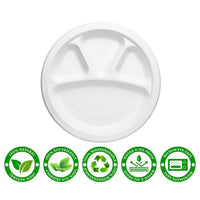 Disposable 4 section food serving plate ideal for home dining and catering
