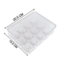 Multiple Organivo egg storage boxes stacked neatly inside a fridge.