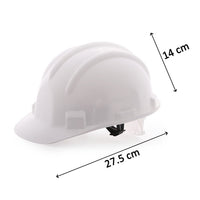 Side profile of a heavy-duty construction safety helmet, designed for maximum impact resistance in hazardous environments.