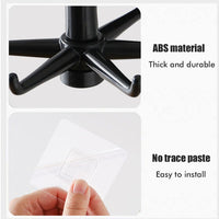 Set of two self-adhesive rotatable hooks, ready for use, in brown packaging.