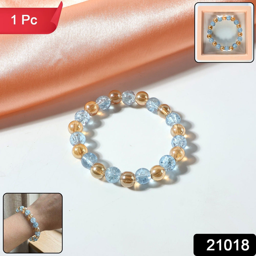 Dual-Tone Crystal Beaded Stretch Bracelet Home Organization Storage Solution