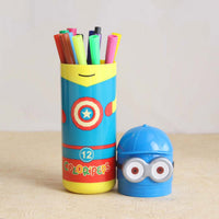 Minions sketch pen set with its fun case, highlighting the pen designs.