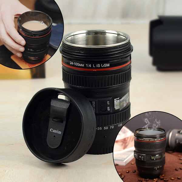 Camera Lens Coffee Mug – Stainless Steel, 350ml | Konvex