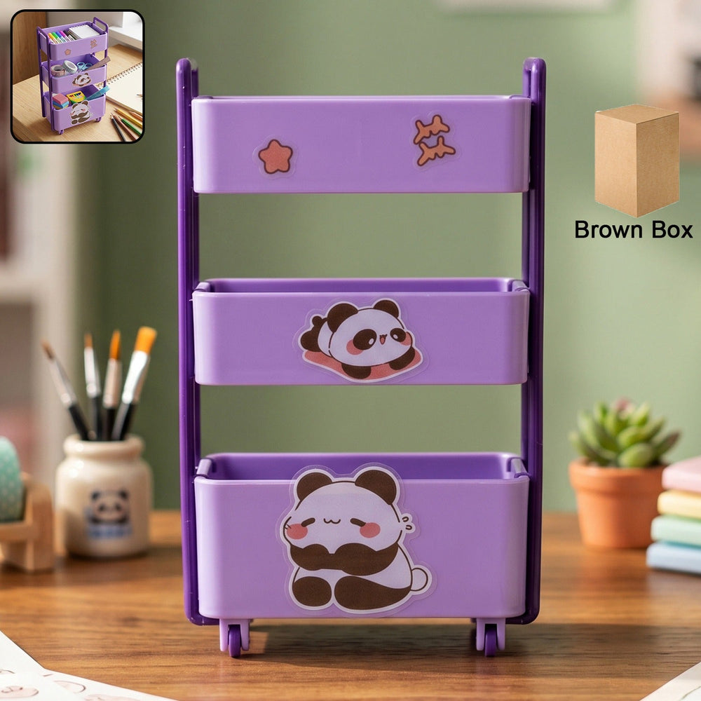 Mini Storage Trolley – 3-Tier Desk Organizer with Wheels for Kids and Office Your Brand