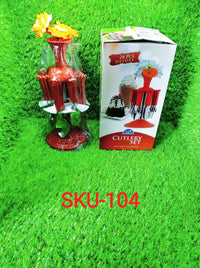Stylish and functional 24 Pcs stainless steel cutlery set with plastic handles for everyday dining.