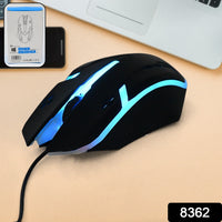 Ergonomic wired optical mouse in black, designed for comfortable computer use.