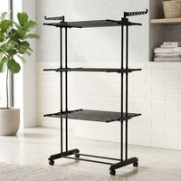 Expandable Garment Rack – 3 Layer Cloth Drying Stand with Wheels Your Brand
