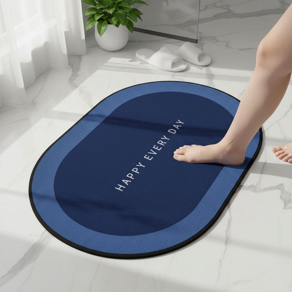 Non-Slip Oval Bath Mat – Super Absorbent Soft Velvet Surface Your Brand