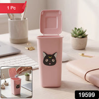 Mini Trash Can Pen Stand – Cute Desk Organizer with Lid Your Brand