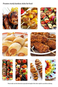 ChefAura natural bamboo skewers designed for versatile BBQ and appetizer serving.