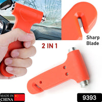 Close-up of the car safety hammer's pointed window breaker.