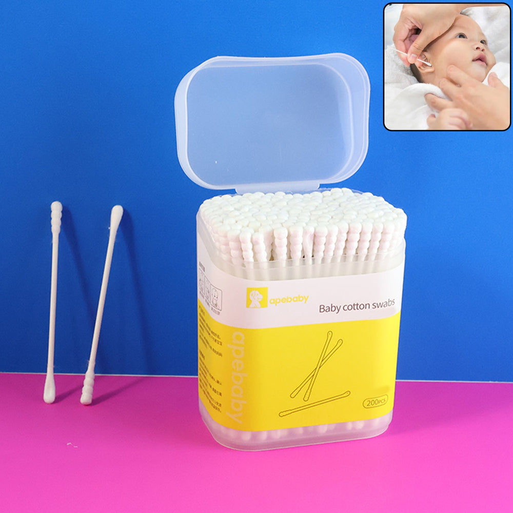 Baby Cotton Swabs – Ultra-Soft Double-Tip Safety, 200 Pc Your Brand