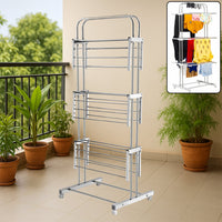 Stainless Steel Clothes Drying Stand – Foldable 3-Layer Rack with Wheels Your Brand