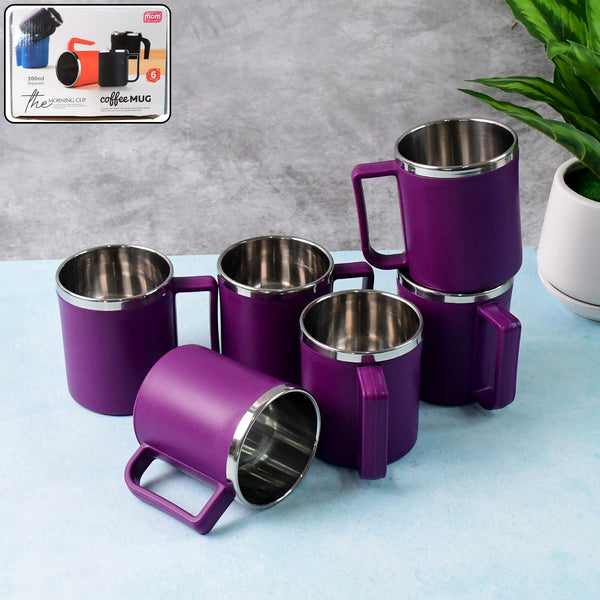 Stainless Steel Coffee Mug Set – Durable 200ML, 6 Pieces