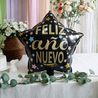Side view of Black star foil balloon for decoration