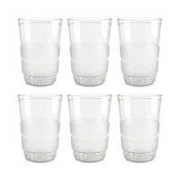 Empty row of Janta drinking glasses with frosted grip set