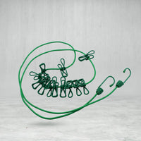 Portable Clothes Drying Rope – Elastic with 12 Clips | FERVENT Your Brand