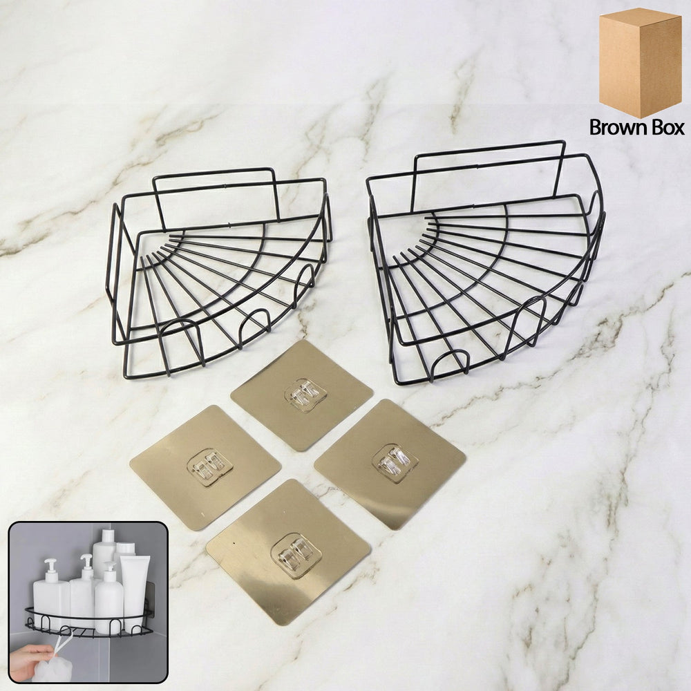 Shower Caddy Corner – 2 Pc Iron Bathroom Organizer | Mist & Relax Your Brand